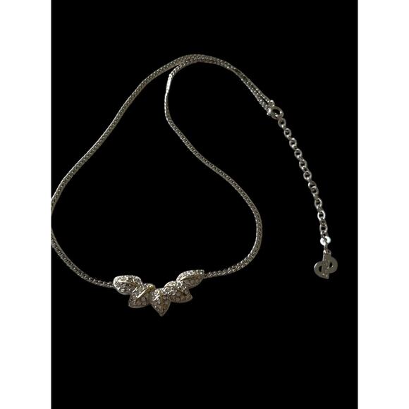 CHRISTIAN DIOR (Signed) BEAUTIFUL Silver-Tone PAVÉ LEAF CLUSTER NECKLACE - Picture 13 of 13